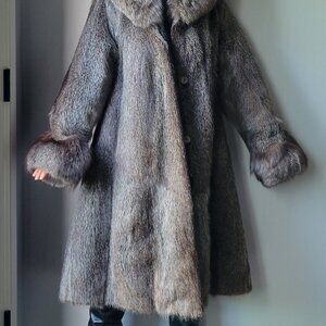 Real Fur Coat Medium Large Nutria and Fox